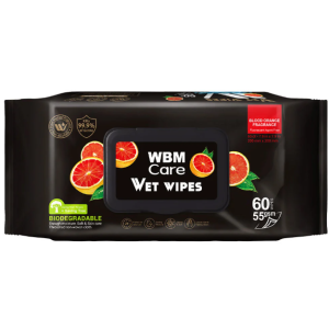 WBM - Biodegradable Wet Wipes, Blood Orange - 60 Pcs