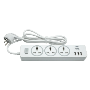 USB Plug Extension Cord, 3 AC & 3 USB Sockets | WBM Smart