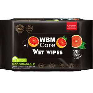 WBM - Biodegradable Wet Wipes, Blood Orange - 20 Pcs