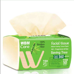 WBM Care Bamboo Facial Tissues Paper 3 Ply - 150 Sheets